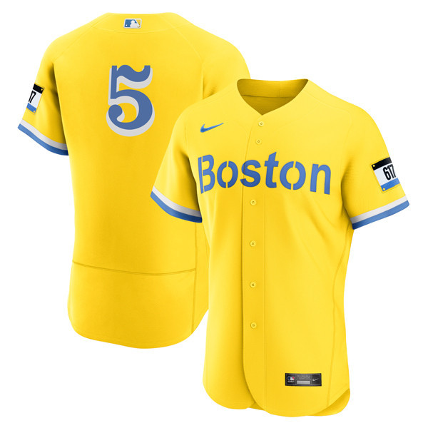 Enrique Hernandez Boston Red Sox City Connect Flex Yellow Jersey - All Stitched