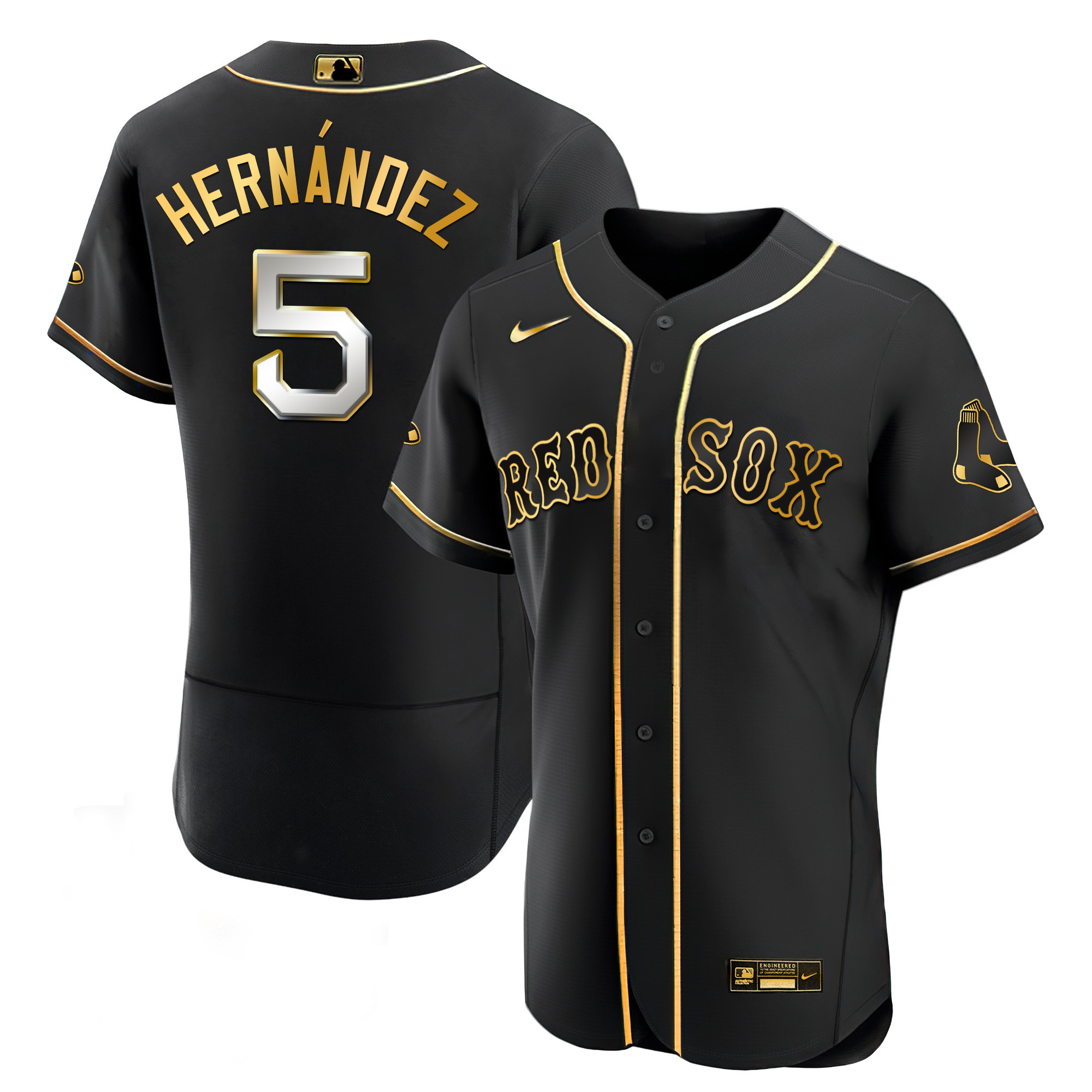 Enrique Hernandez Men's Boston Red Sox Black Limited & Gold Flex Black Limited Jersey - All Stitched