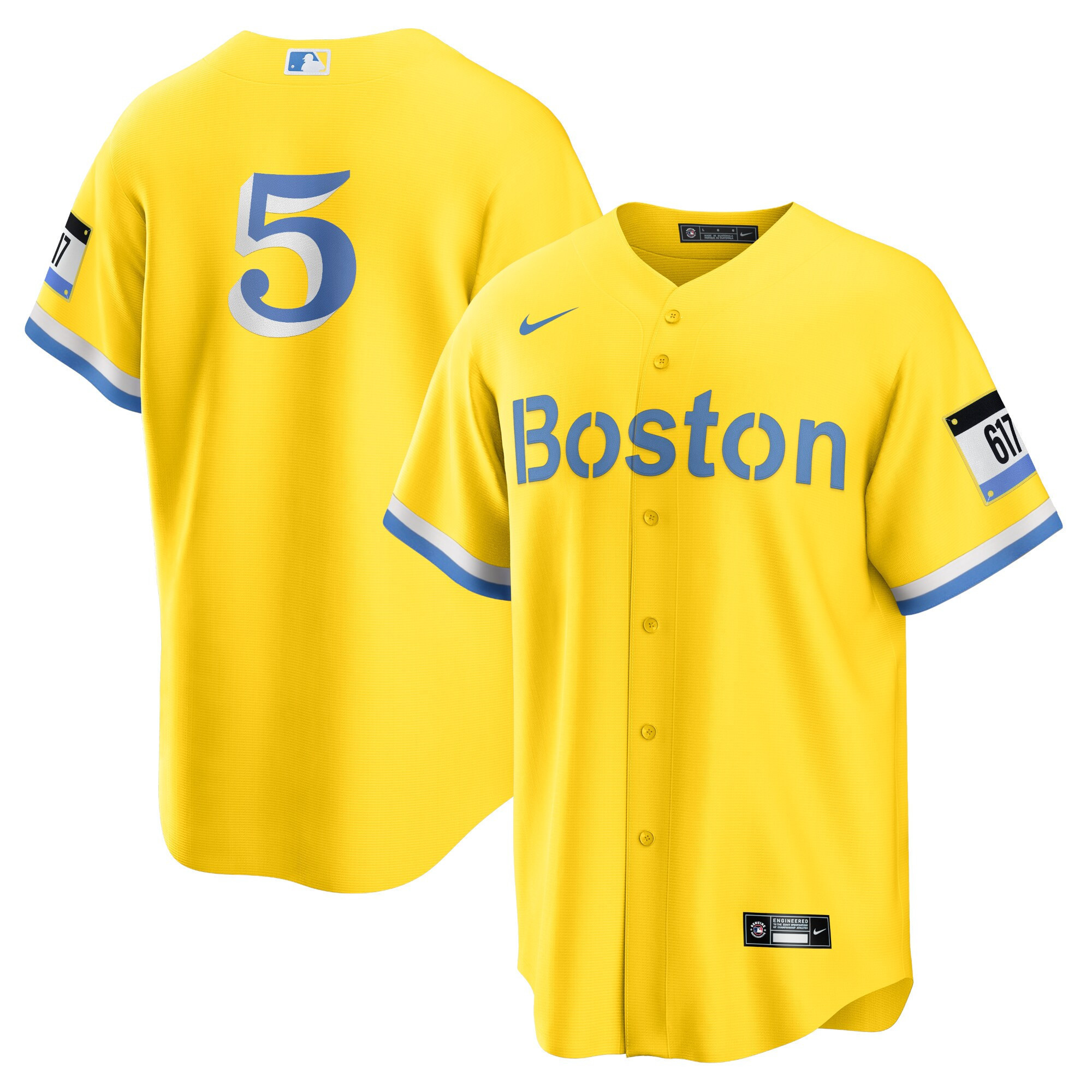 Enrique Hernandez Youth's Boston Red Sox Yellow Cool Base Jersey - All Stitched