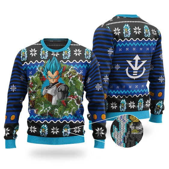 Epic Super Saiyan Blue Vegeta symbol Wrearth Ugly Xmas Sweatshirt