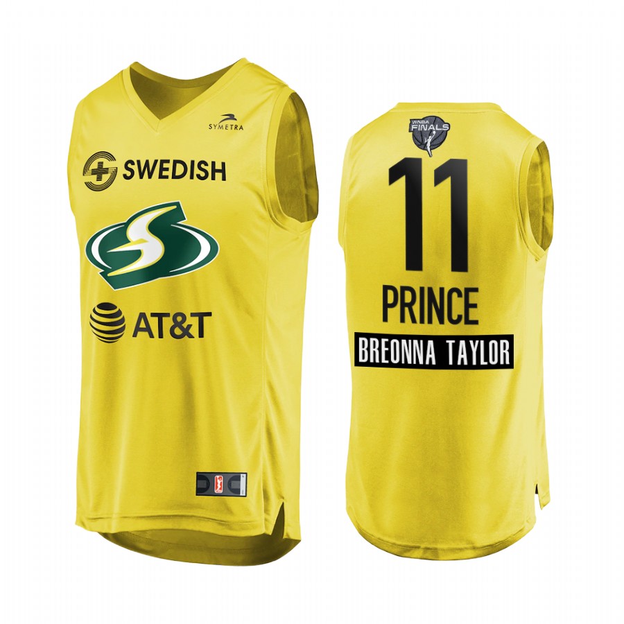 Epiphanny Prince WNBA 2020 WNBA Finals Bound Breonna Taylor Patch Men Yellow Jersey
