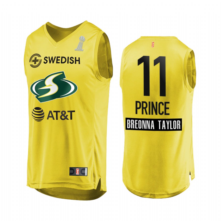 Epiphanny Prince WNBA 2020 WNBA Finals Champions Men Yellow Jersey