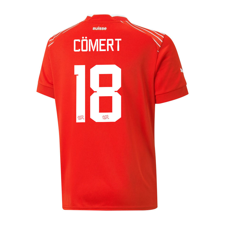 Eray Comert 18 Switzerland National Team FIFA World Cup Qatar 2022 Patch – Home Men Soccer Jersey