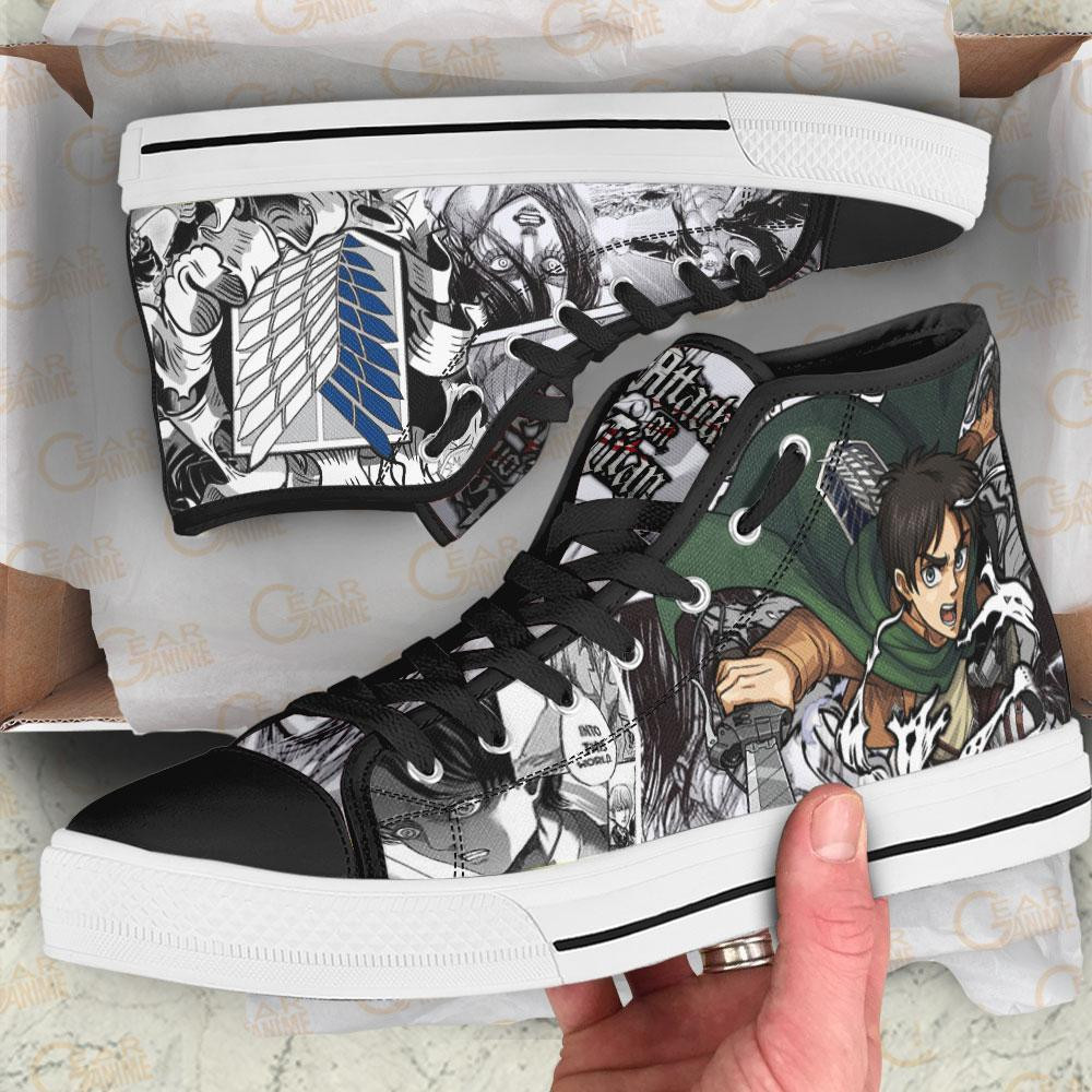 Eren Fighting High Top Shoes Custom Anime Attack On Titan Sneakers