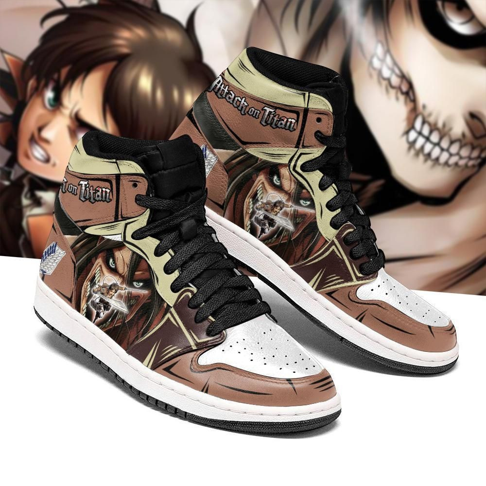 Eren Jeager And Titan Attack On Titan Anime 1 High Top Air Jordan Sneaker, Air Jordan Hightop