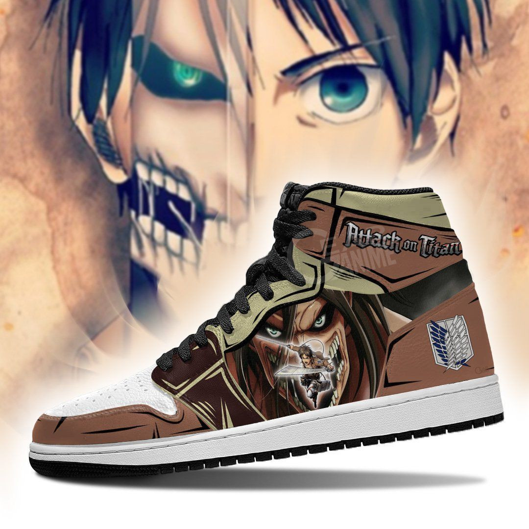 Eren Jeager And Titan Attack On Titan Anime 1 High Top Air Jordan Sneaker, Air Jordan Hightop