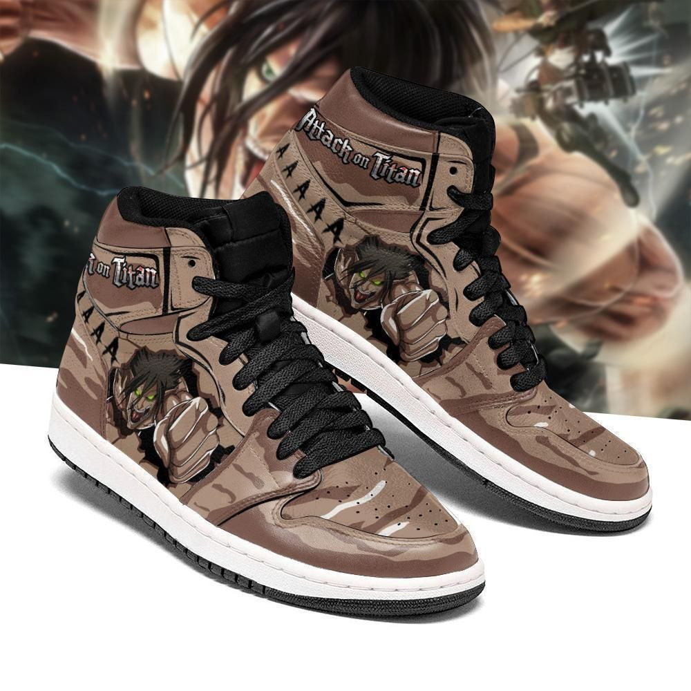 Eren Titan Attack On Titan Anime 1 High Top Air Jordan Sneaker, Air Jordan Hightop