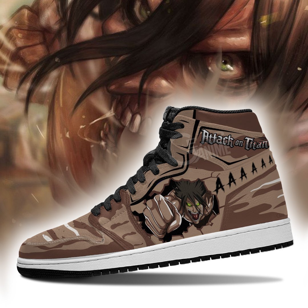 Eren Titan JD1s Sneakers Costume Attack On Titan Anime JD1s Sneakers, Air Jordan Hightop