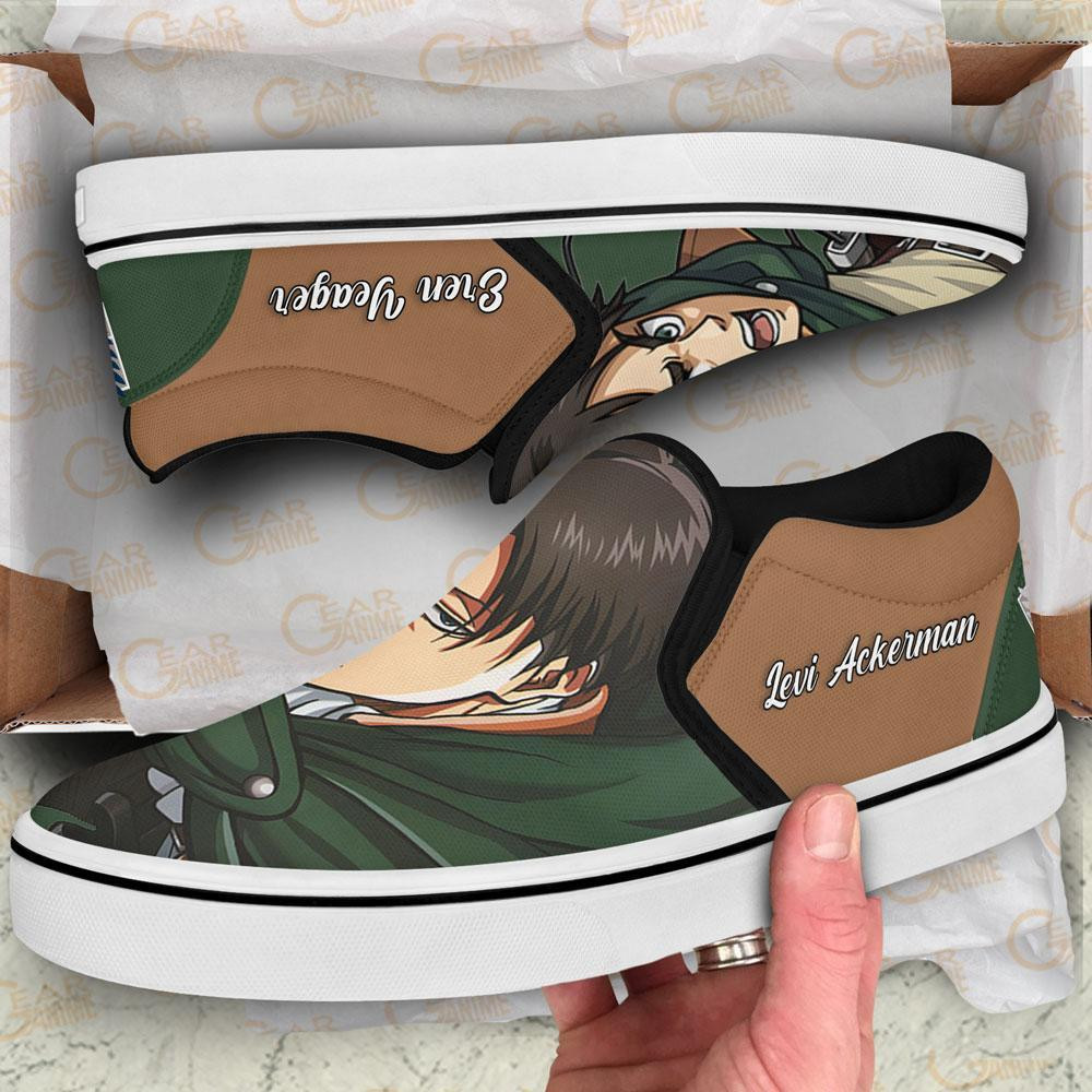Eren vs Levi Slip-On Shoes Canvas Custom Anime Attack On Titan Shoes