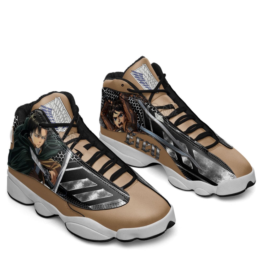 Eren Yeager and Levi Ackerman JD13 Sneakers Custom Anime Shoes