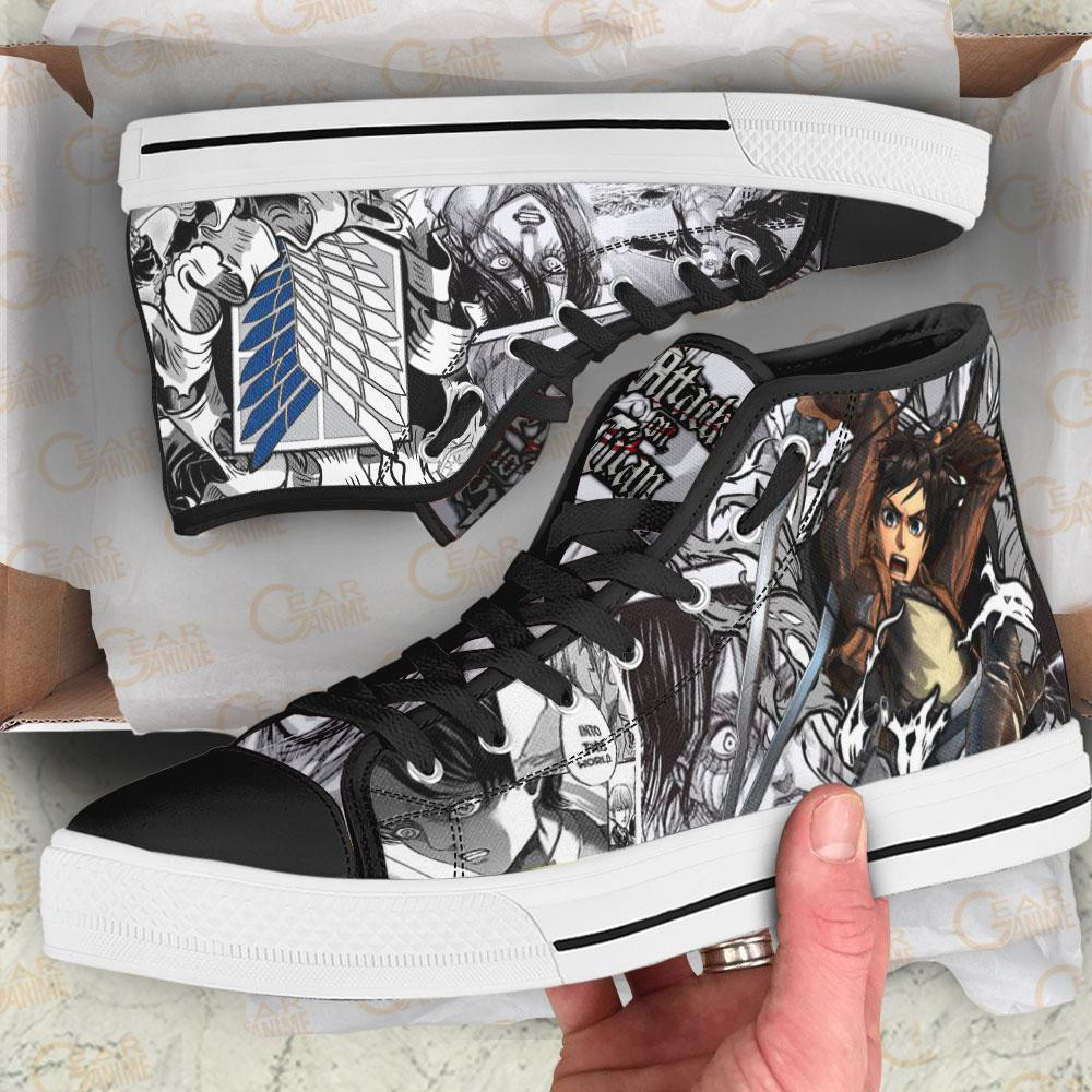 Eren Yeager High Top Shoes Custom Anime Attack On Titan Sneakers