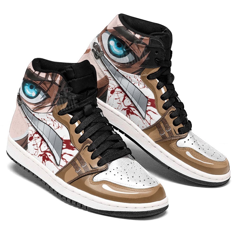 Eren Yeager JD1s Sneakers Attack On Titan Anime Shoes, Air Jordan Hightop