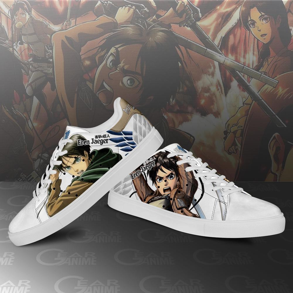 Eren Yeager Skate Sneakers Custom Attack On Titan Anime Shoes