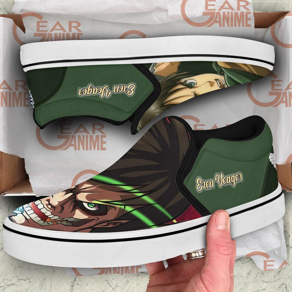 Eren Yeager Slip-On Shoes Canvas Custom Anime Attack On Tian Shoes