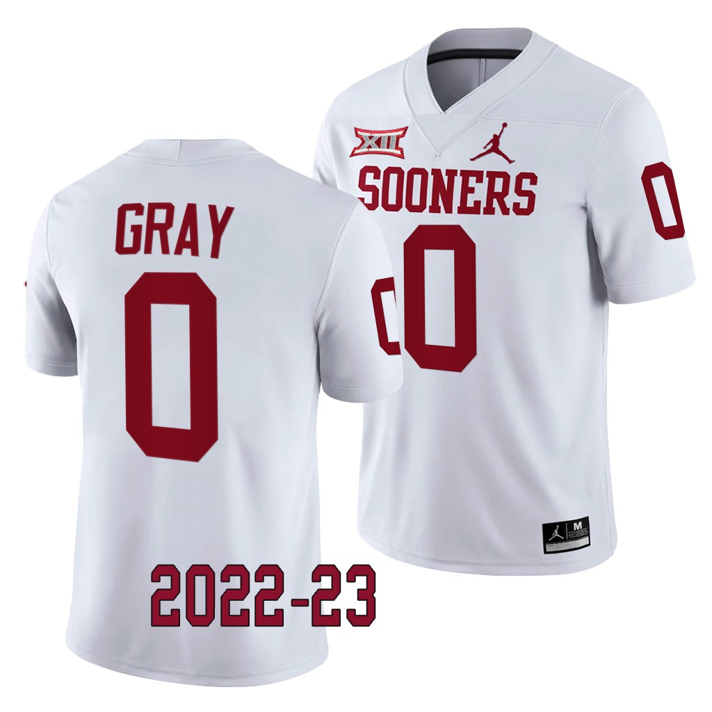 Eric Gray Oklahoma Sooners 2022-23 College Game Jersey Men's White #0 Uniform