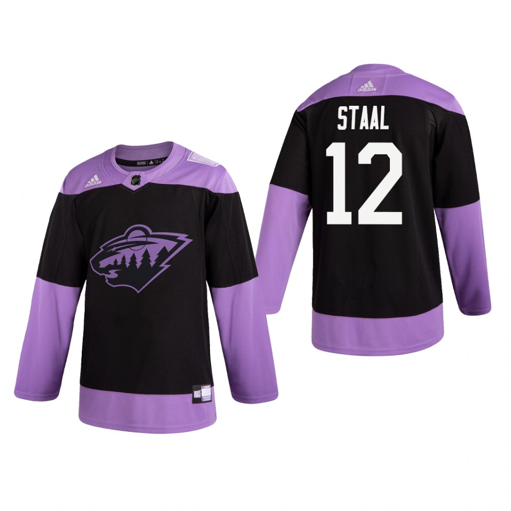 Eric Staal #12 Minnesota Wild 2019 Fights Cancer Black Practice Jersey