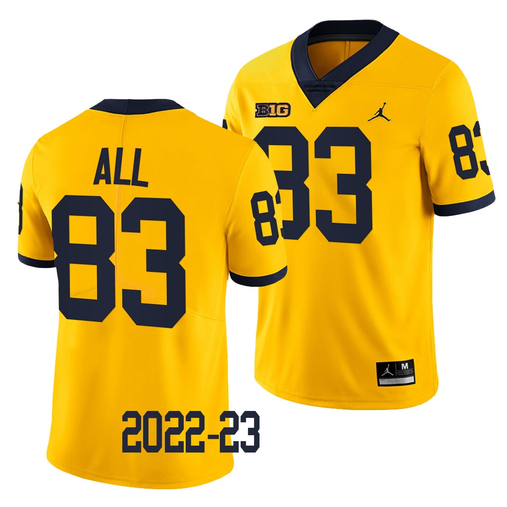 Erick All Michigan Wolverines #83 Maize Jersey 2022-23 College Men's Limited Uniform