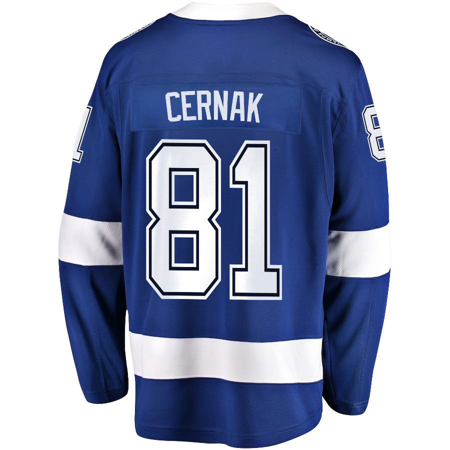 Erik Cernak 81 Tampa Bay Lightning Stanley Cup 2023 Playoffs Patch Home Breakaway Men Stitched Jersey – Blue