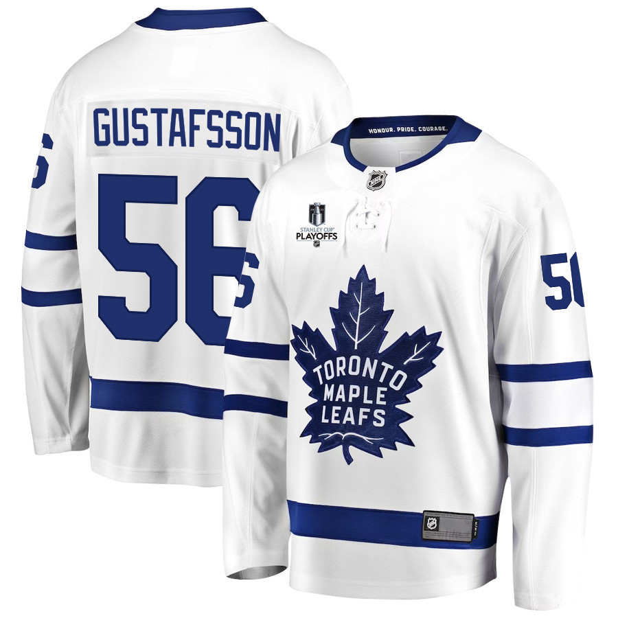 Erik Gustafsson 56 Toronto Maple Leafs Stanley Cup 2023 Playoffs Patch Away Breakaway Men Stitched Jersey – White