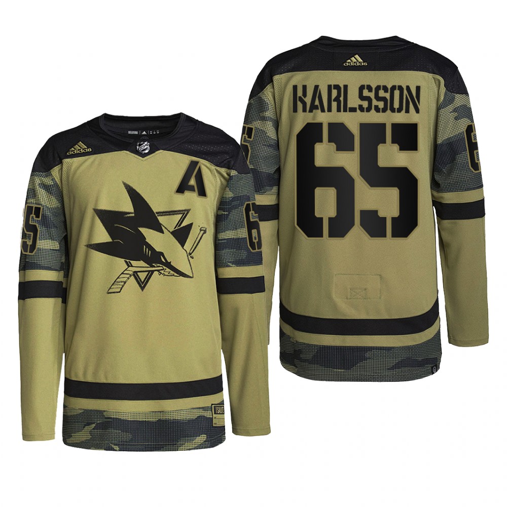 Erik Karlsson San Jose Sharks Military Appreciation Jersey Camo #65 Practice