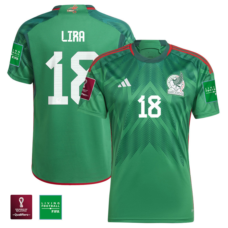 Erik Lira 18 Mexico National Team FIFA World Cup Qatar 2022 Home Men Soccer Jersey With Patch