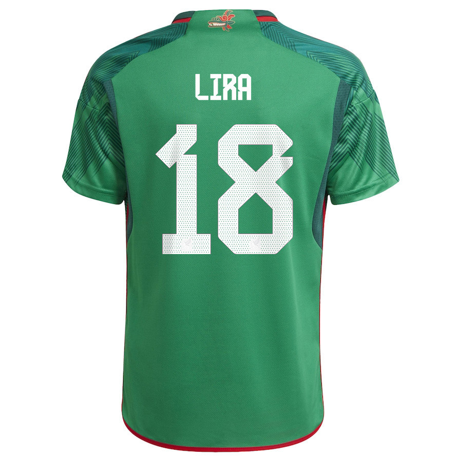 Erik Lira 18 Mexico National Team FIFA World Cup Qatar 2022 Home Men Soccer Jersey With Patch