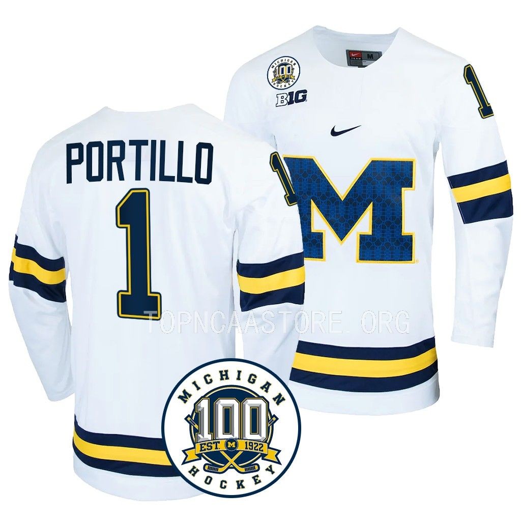 Erik Portillo Michigan Wolverines White 100th Anniversary Jersey