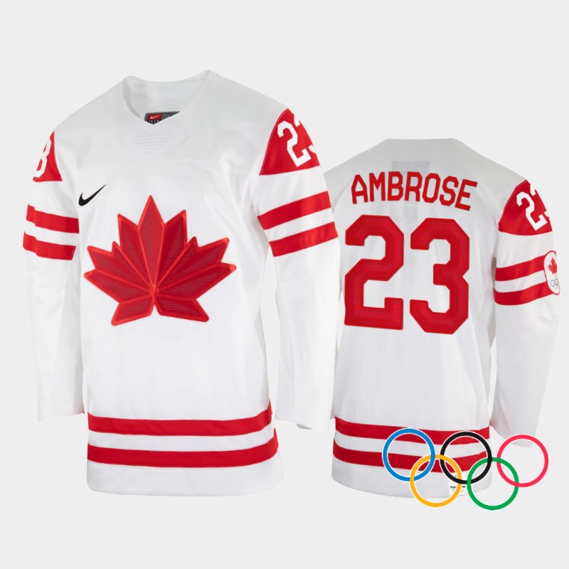 Erin Ambrose Canada Women's White Home Jersey 2022 Winter Olympics