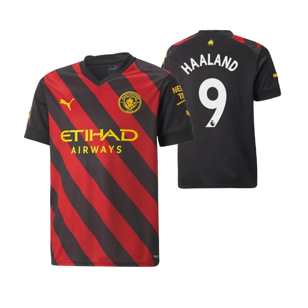 Erling Haaland 9 Manchester City 2022-23 Away Youth Jersey – Black