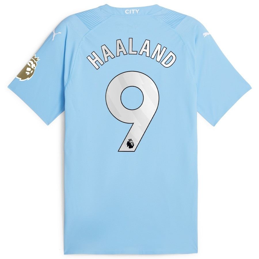 Erling Haaland 9 Manchester City 2022/23 English Premier League Champions Soccer Jersey – Sky Blue