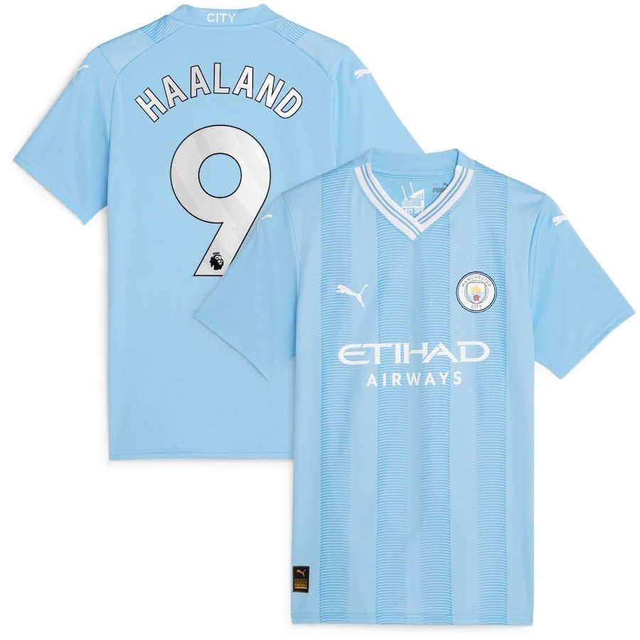 Erling Haaland 9 Manchester City 2023/24 Home Jersey – Sky Blue
