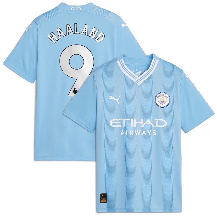 Erling Haaland 9 Manchester City 2023/24 Home Youth Jersey – Sky Blue