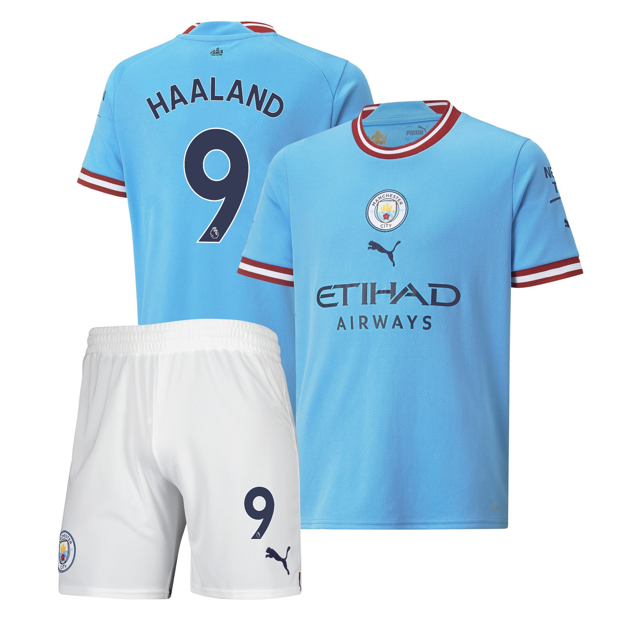 Erling Haaland 9 Manchester City Home Kit 2022-23 Youth Jersey – Sky Blue