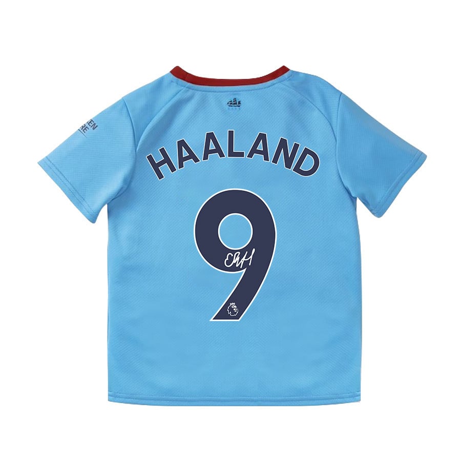 Erling Haaland 9 Signed Manchester City 2022/23 Hom Jersey – Youth