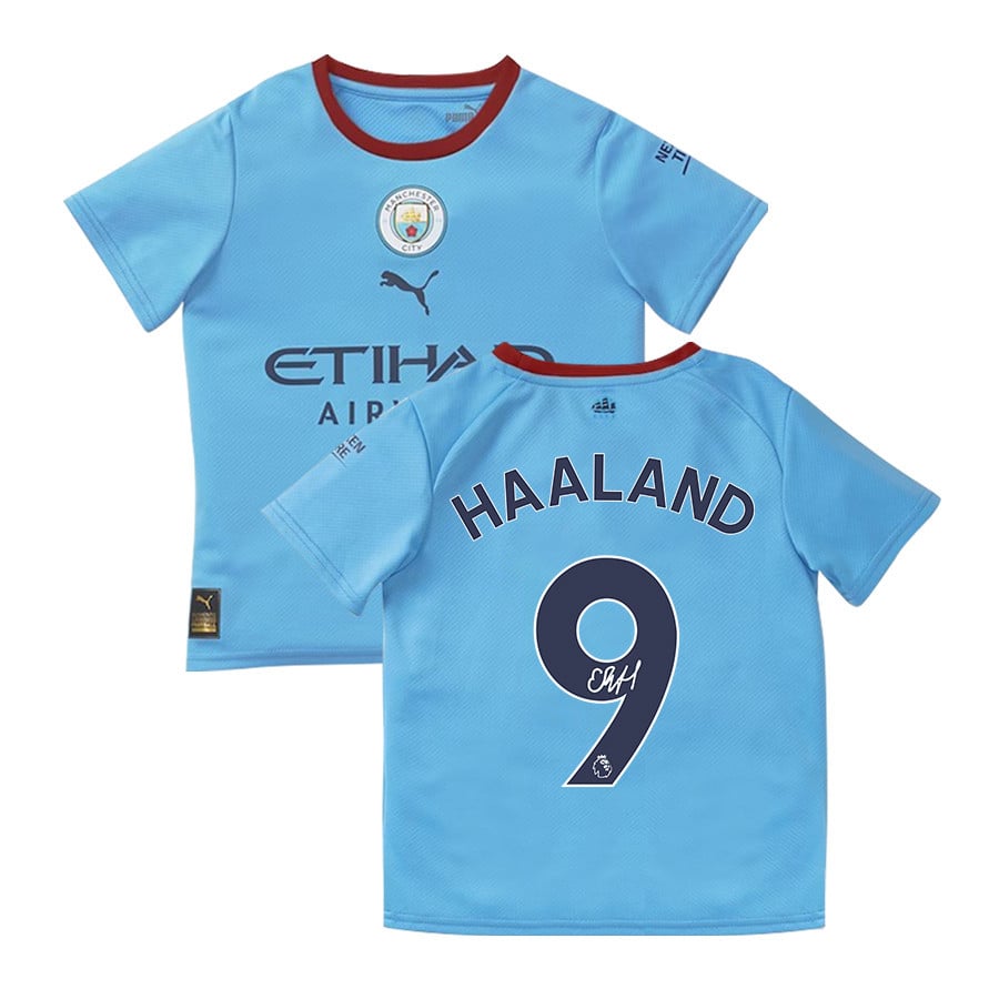 Erling Haaland 9 Signed Manchester City 2022/23 Hom Jersey – Youth
