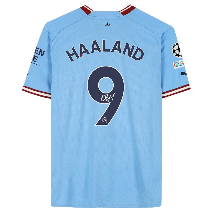 Erling Haaland 9 Signed Manchester City 2022/23 Home Men Jersey – Blue