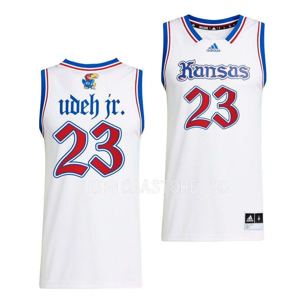 Ernest Udeh Jr. Kansas Jayhawks #23 White Swingman Jersey 2022-23