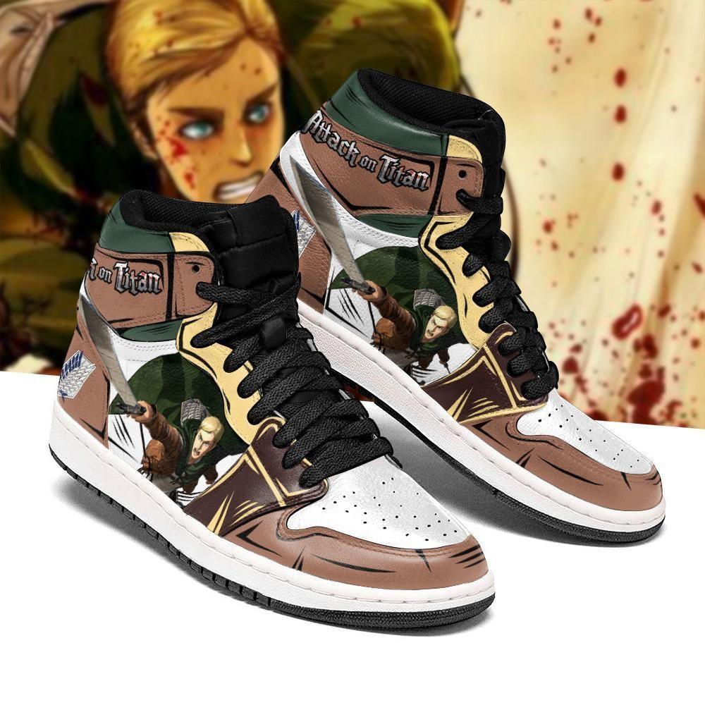 Erwin Smith Attack On Titan Anime 1 High Top Air Jordan Sneaker, Air Jordan Hightop