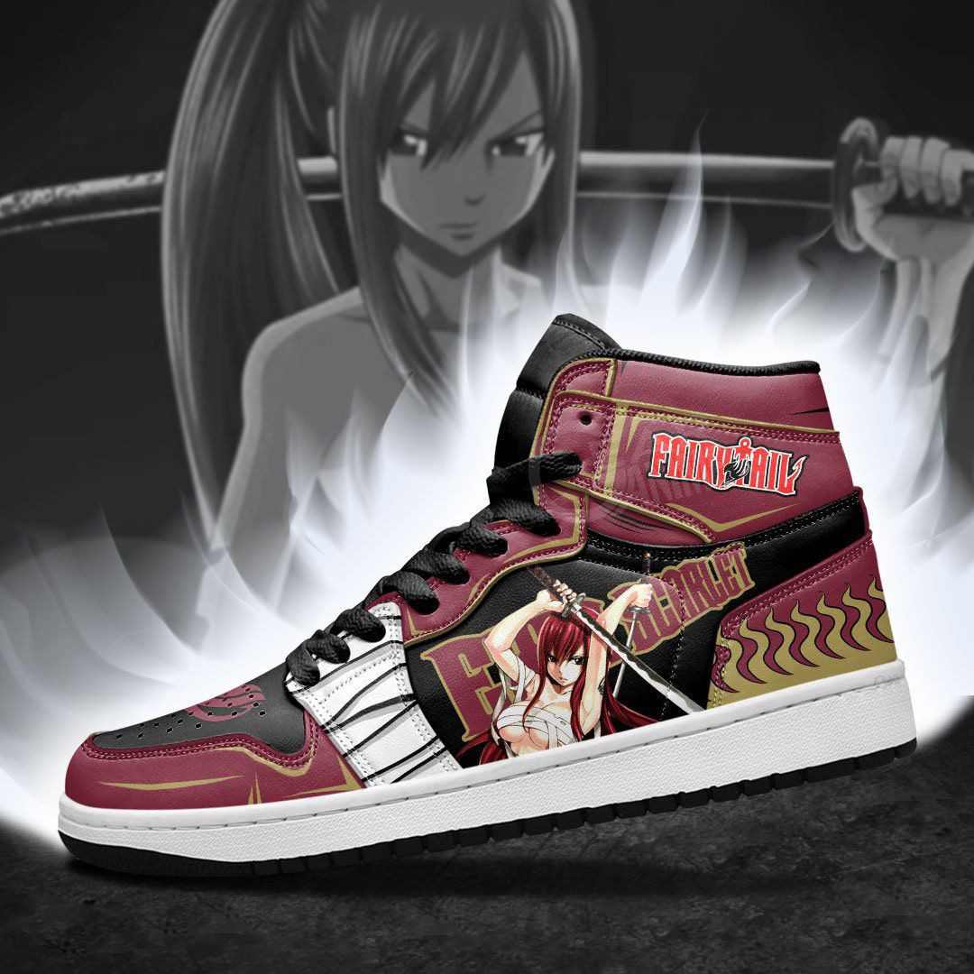 Erza Scarlet Fairy Tail Anime 1 High Top Air Jordan Sneaker, Air Jordan Hightop