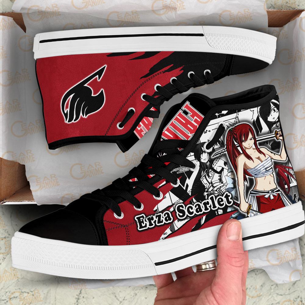 Erza Scarlet High Top Shoes Custom Fairy Tail Anime Sneakers Mix Manga