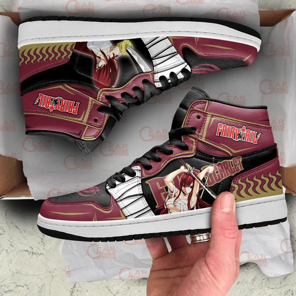 Erza Scarlet JD1s Sneakers Anime Fairy Tail Shoes, Air Jordan Hightop