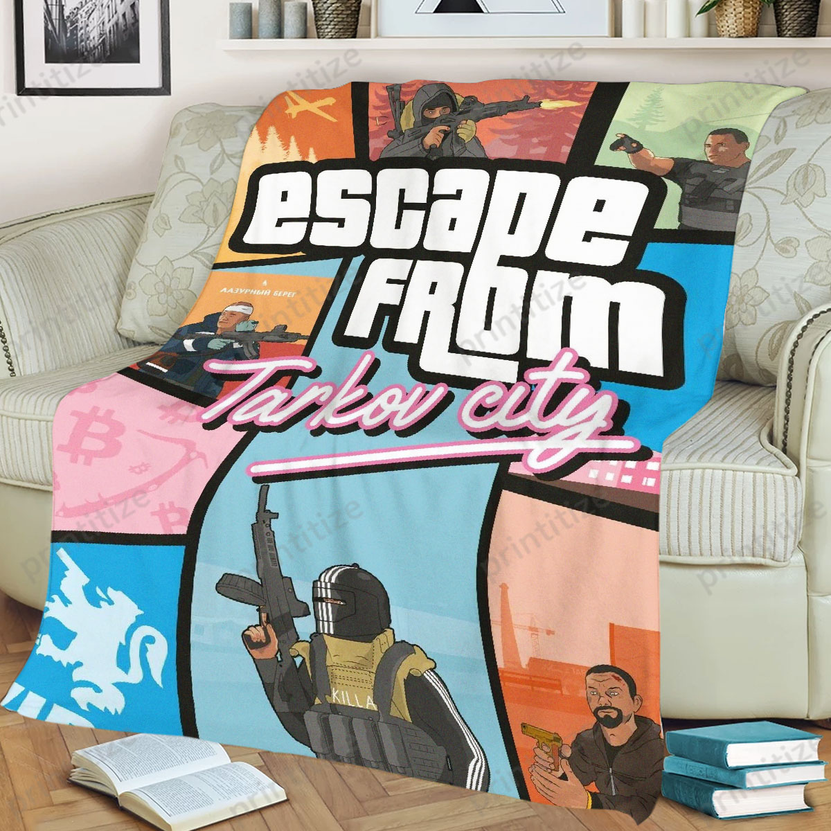 Escape From Tarkov City Fleece Blanket