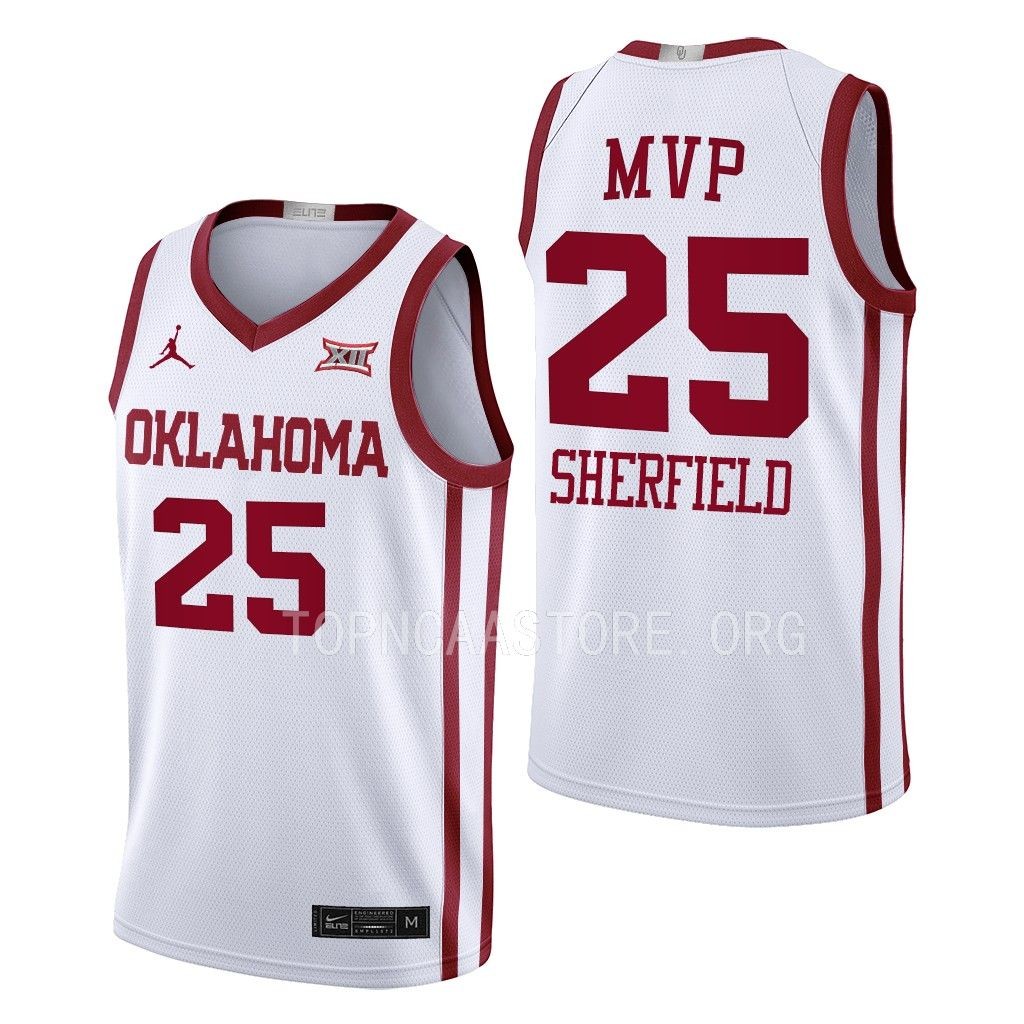 ESPN EVENTS MVP 2022 Grant Sherfield Oklahoma Sooners #25 White Jersey Men's