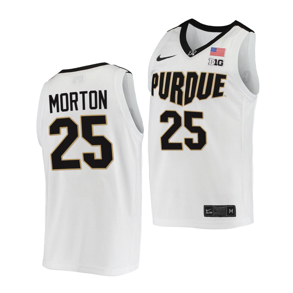 Ethan Morton #25 Purdue Boilermakers 2021-22 College White Jersey