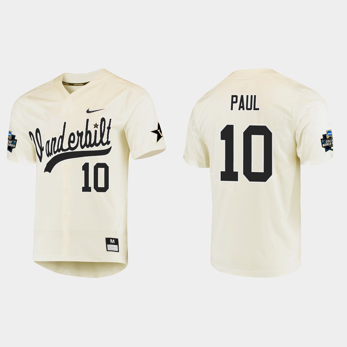 Ethan Paul Vanderbilt Commodores College World Series Jersey - Cream