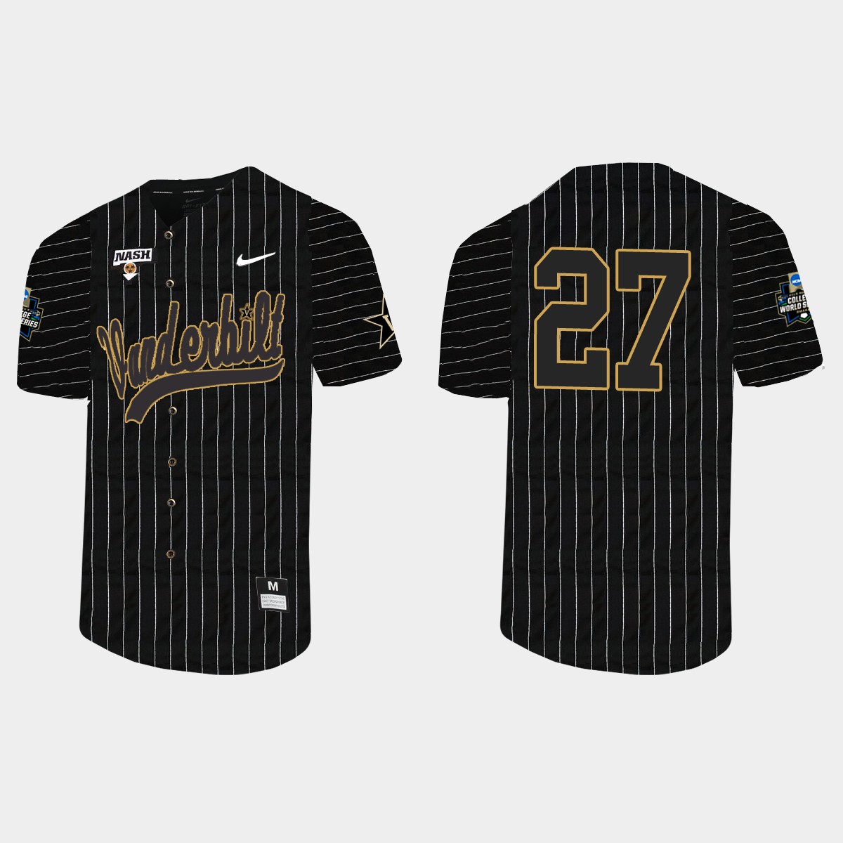 Ethan Smith Vanderbilt Commodores 2021 College World Series Pinstripe Jersey - Black