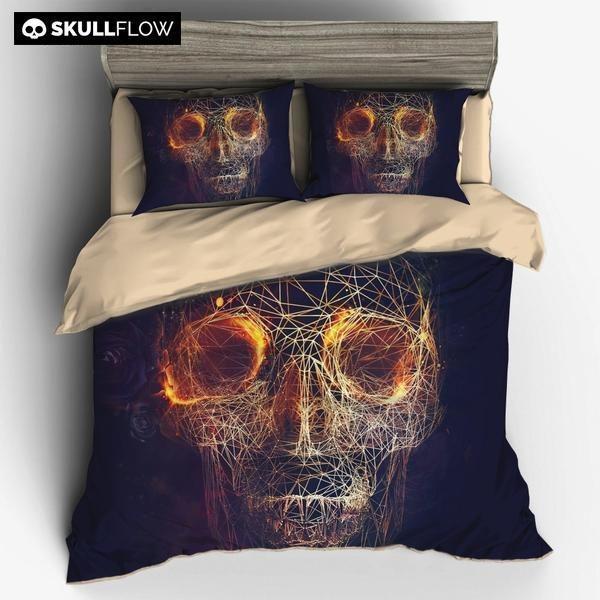 Ethereal Geometric Skull Brain Duvet Cover Bedding Set
