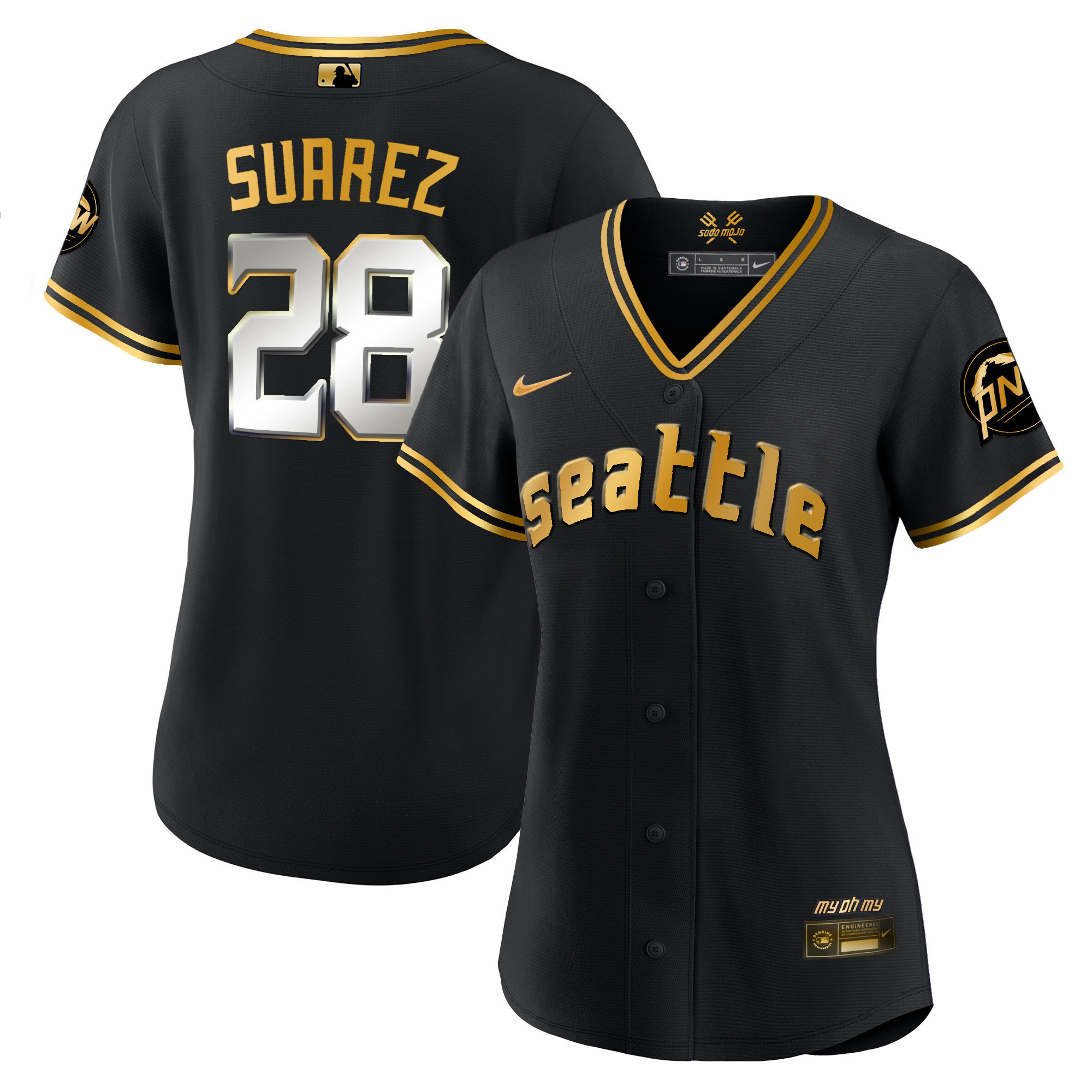 Eugenio Suarez Women's Seattle Mariners 2023 City Connect Gold Black Gold Jersey - All Stitched