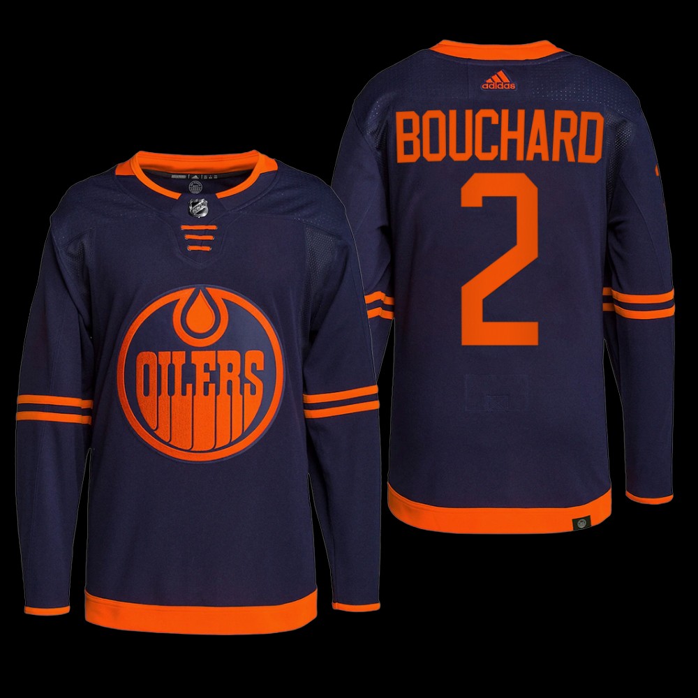 Evan Bouchard Edmonton Oilers Primegreen Jersey 2022 Navy #2 Alternate Uniform