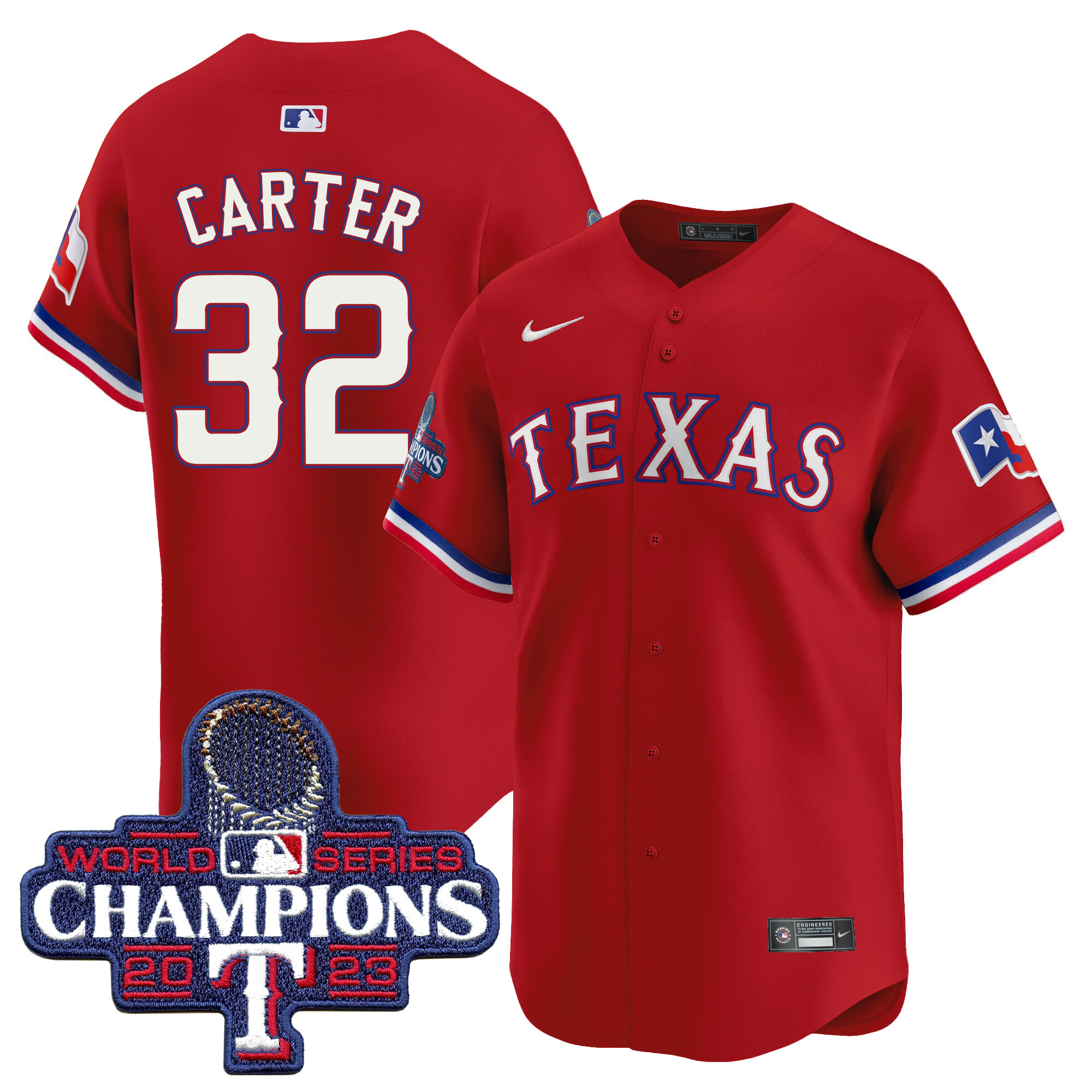 Evan Carter Men's Texas Rangers World Series Champions Vapor Premier Limited Red Jersey - All Stitched